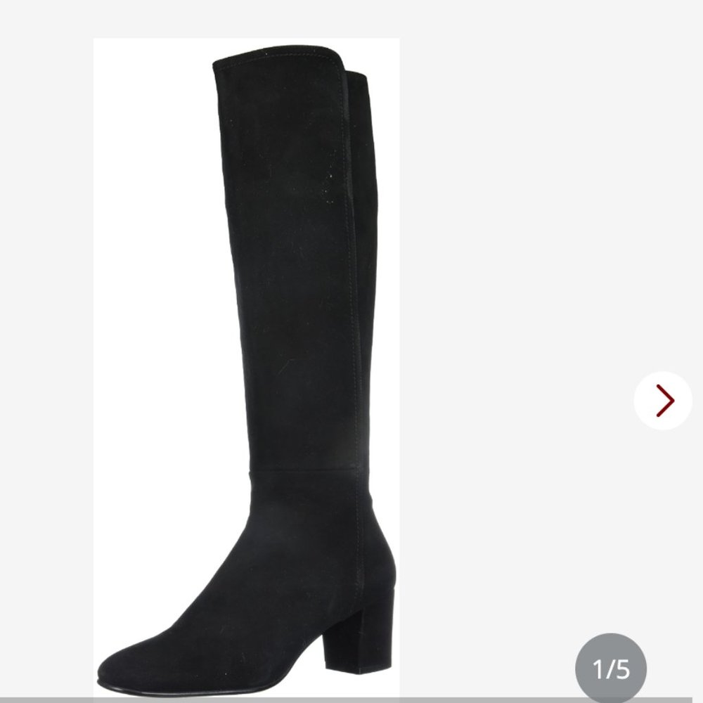 Butter Women's Luxe Chunky Block Heel Suede Riding Boot, Black, 10 M US